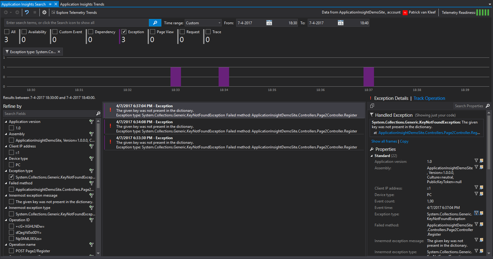 Application Insights Search