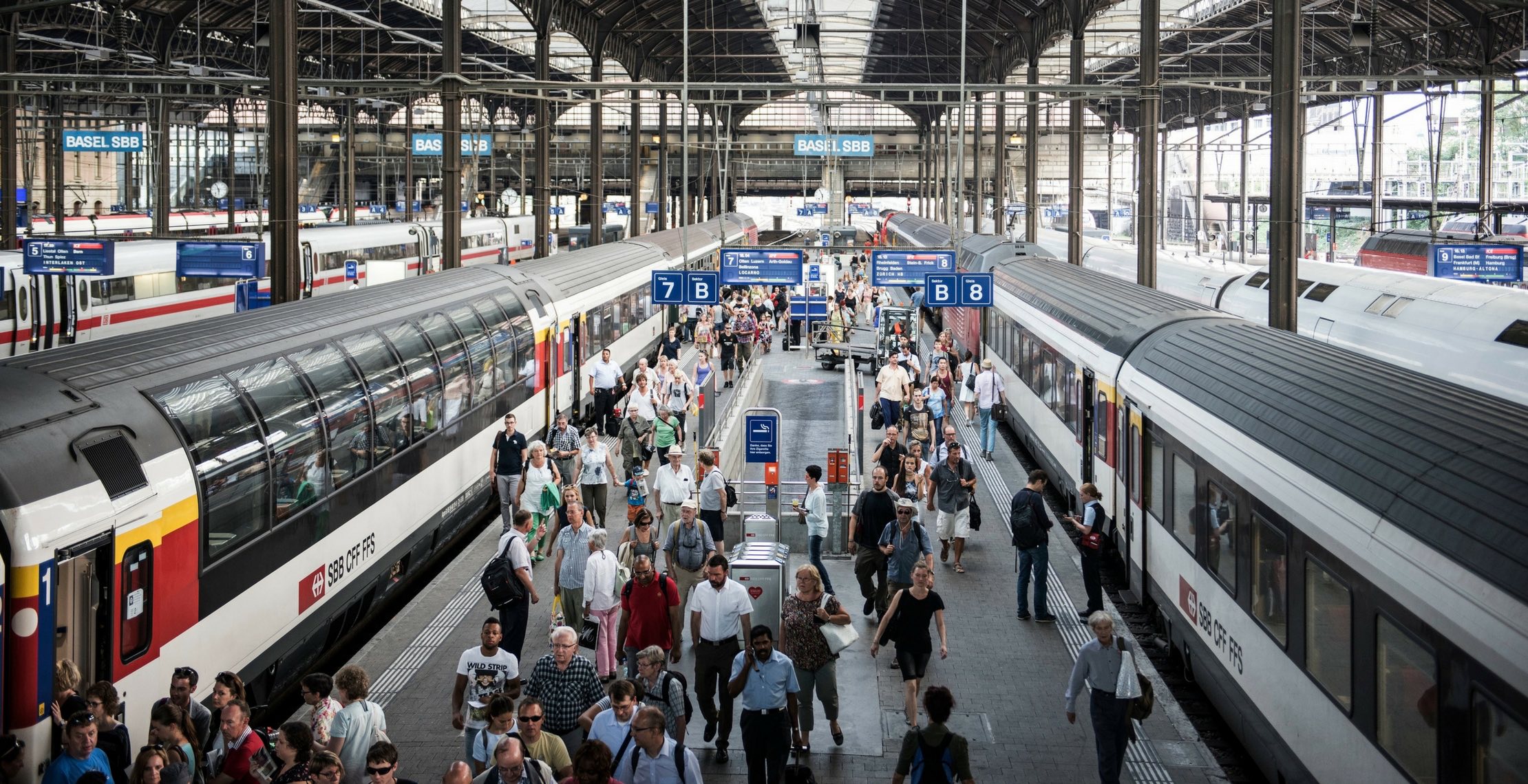 People waiting on train